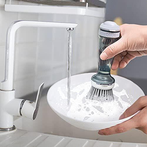 Dish Scrub Brush with Soap Dispenser – Non-Slip Pot & Pan Cleaner - Emirati Touch