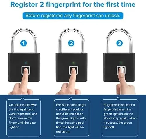 Fingerprint Padlock – Smart Biometric Lock with USB-C Charging, Multiple Users & Long Battery Life - Emirati Touch