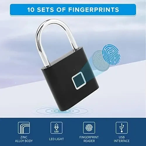 Fingerprint Padlock – Smart Biometric Lock with USB-C Charging, Multiple Users & Long Battery Life - Emirati Touch